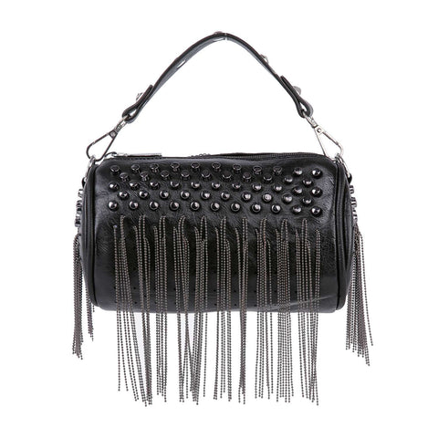 Stud and Fringe Accented Evening Bag