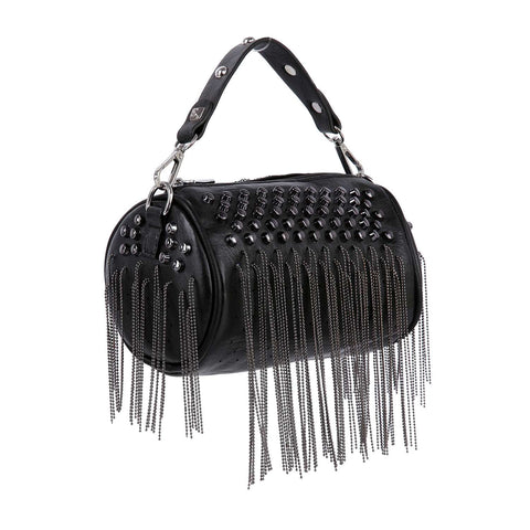 Stud and Fringe Accented Evening Bag