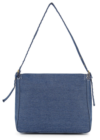 Distressed  Denim Fringe Trim Shoulder Bag