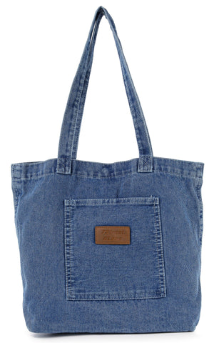 Denim Front Pocket Large Tote