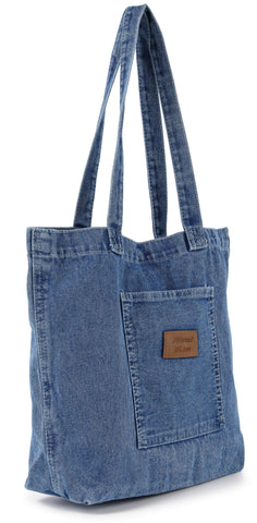 Denim Front Pocket Large Tote