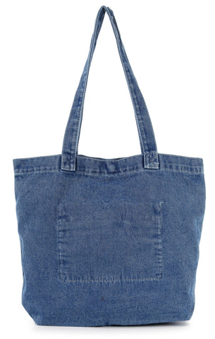 Denim Front Pocket Large Tote