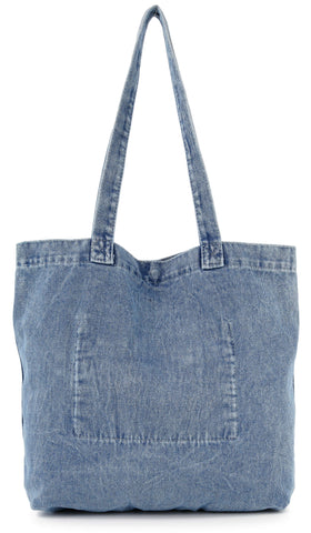 Denim Front Pocket Large Tote