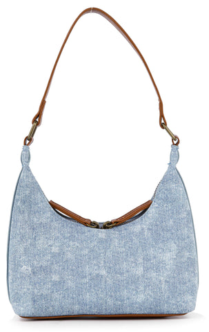 Washed Denim Petite Hobo Handbag