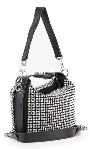 Rhinestone Multi Handle Petite Fashion Handbag