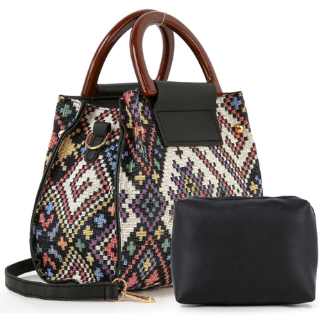 Woven Tapestry Design 2-Piece Hand Tote