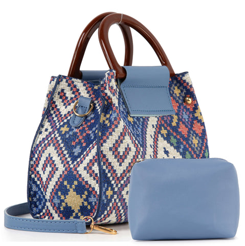 Woven Tapestry Design 2-Piece Hand Tote