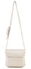 The Classic Front Flap Cell Phone Crossbody Bag is a beige petite bag with a flap closure, gold-tone hardware, and an adjustable shoulder strap, shown against a white background.