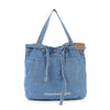 Denim Front Pocket Large Tote Handbag