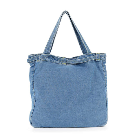 Denim Front Pocket Large Tote Handbag