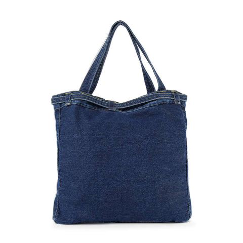 Denim Front Pocket Large Tote Handbag