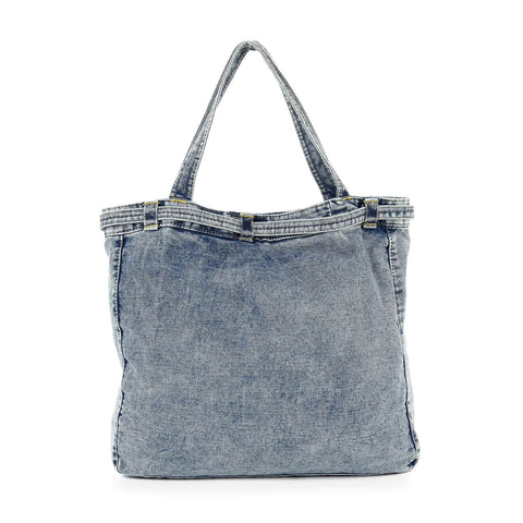 Denim Front Pocket Large Tote Handbag