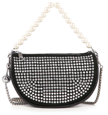 Rhinestone and Pearl Accented Petite Evening Bag