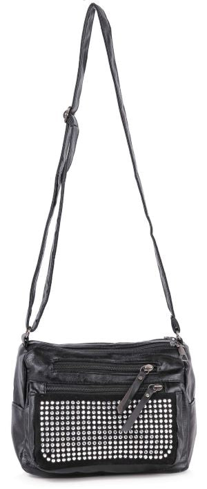 Soft Faux Leather And Rhinestone Crossbody Bag