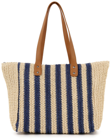 Summer Straw Striped Tote