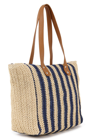 Summer Straw Striped Tote