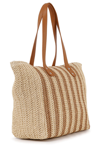 Summer Straw Striped Tote