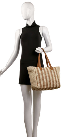 Summer Straw Striped Tote