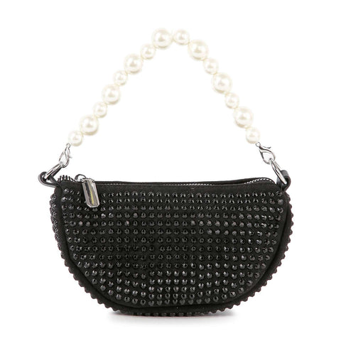 Rhinestone and Pearl Accented Petite Evening Bag