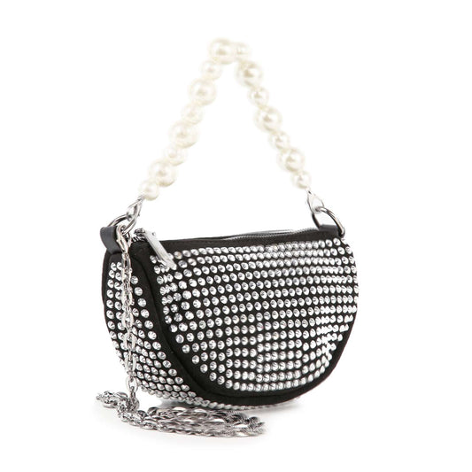 Rhinestone and Pearl Accented Petite Evening Bag