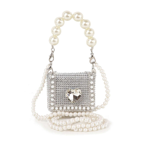 Pearl And Rhinestone Accented Ultra Petite Evening Bag