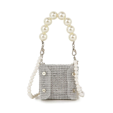 Pearl And Rhinestone Accented Ultra Petite Evening Bag