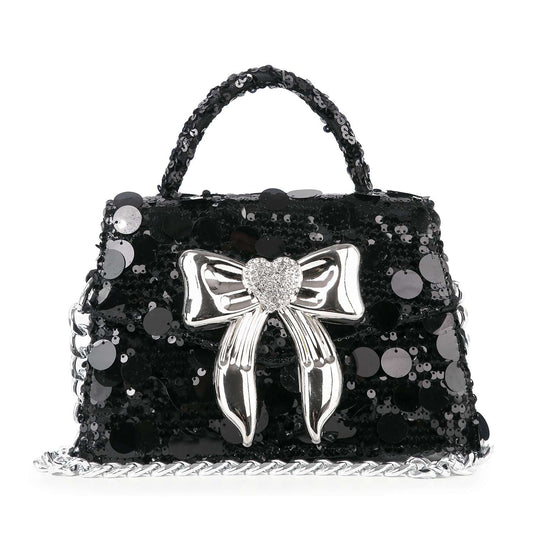 Sequin And Bow Front Flap Evening Bag