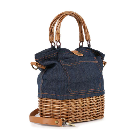 Straw And Denim Unique Hand Tote