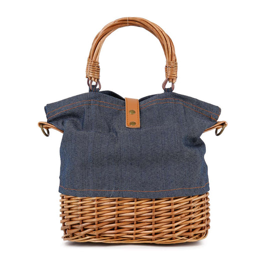 Straw And Denim Unique Hand Tote