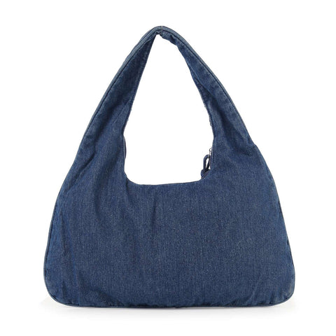 Distressed Denim Hobo Handbag