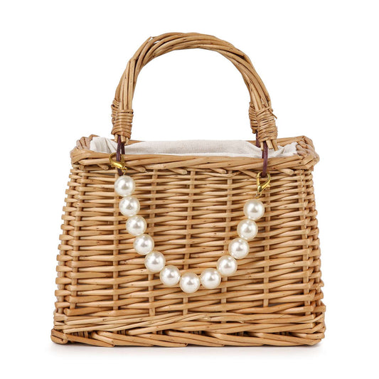 Pearl Accented Straw Tote