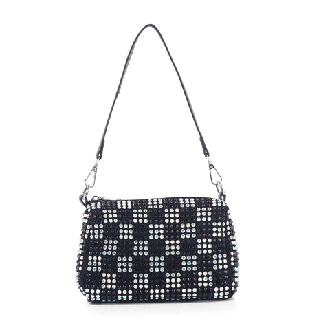 Rhinestone Checkerboard Design Fashion Bag