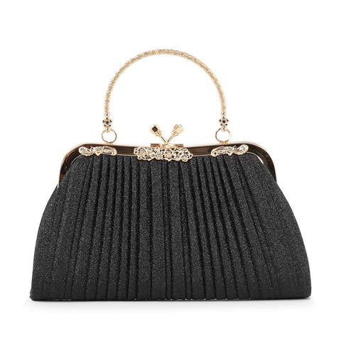 Glittery Pleated Petite Evening Bag