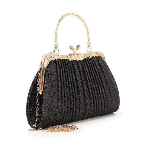 Glittery Pleated Petite Evening Bag