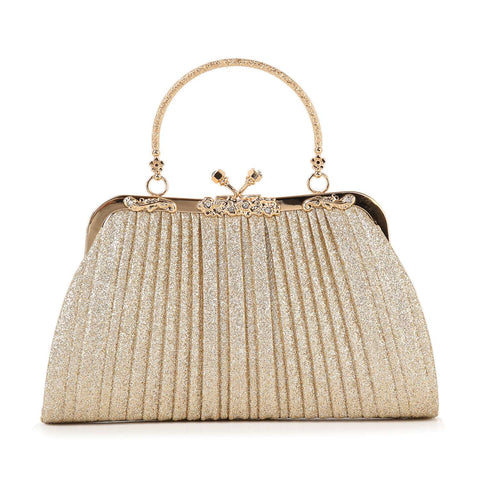 Glittery Pleated Petite Evening Bag