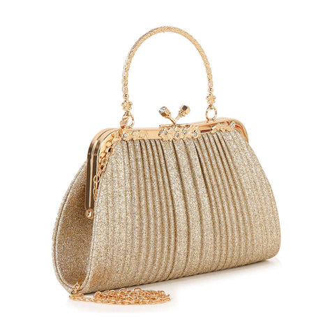 Glittery Pleated Petite Evening Bag