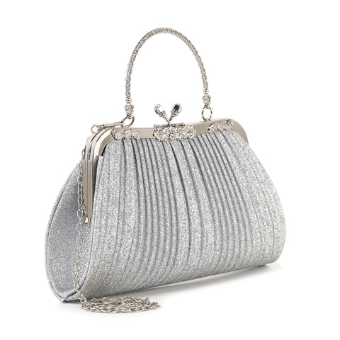 Glittery Pleated Petite Evening Bag