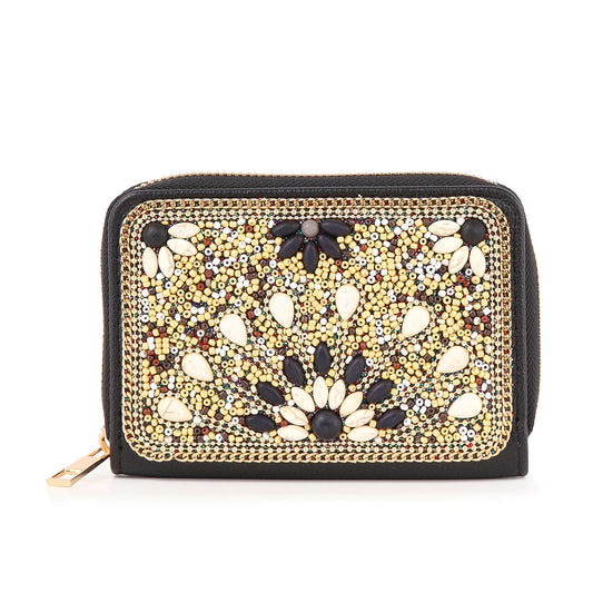 Bead And Stone Design Petite Zip Around Wallet