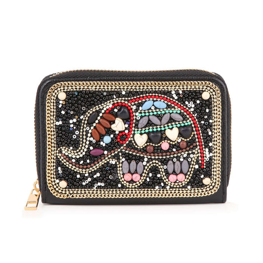 Bead And Stone Design Petite Zip Around Wallet