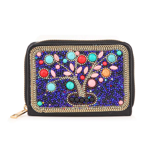 Bead And Stone Design Petite Zip Around Wallet