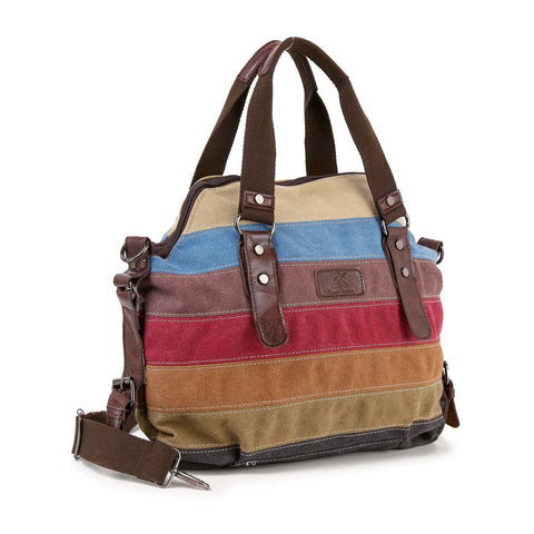 Large Colorful Striped Tote Bag