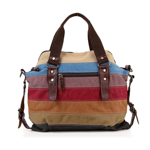 Large Colorful Striped Tote Bag