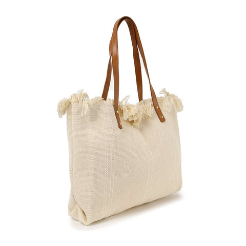 Canvas Frayed Tote Handbag