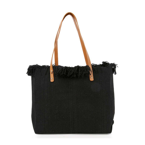 Canvas Frayed Tote Handbag