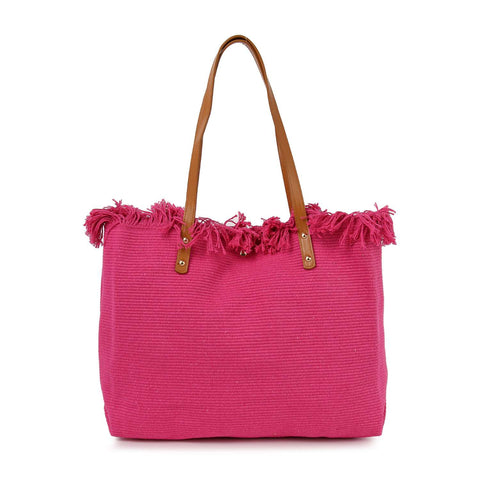 Canvas Frayed Tote Handbag