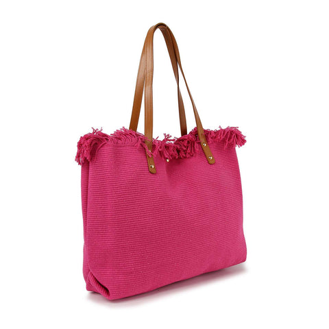 Canvas Frayed Tote Handbag