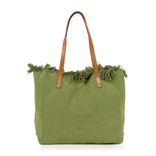 Canvas Frayed Tote Handbag