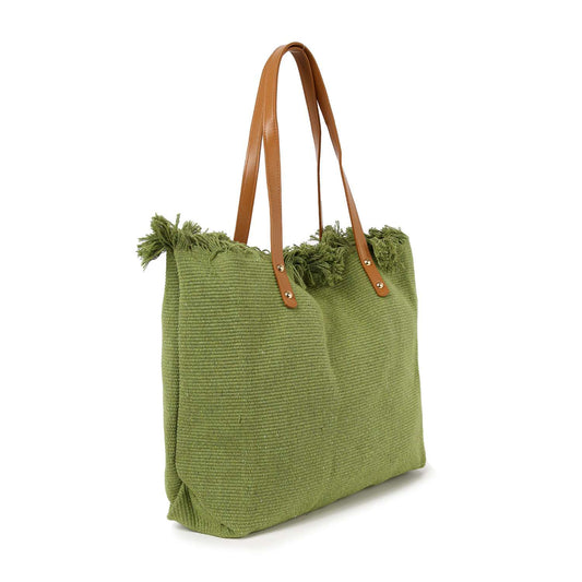 Canvas Frayed Tote Handbag