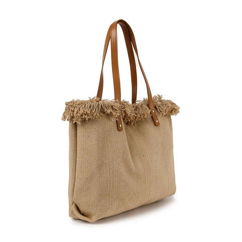 Canvas Frayed Tote Handbag