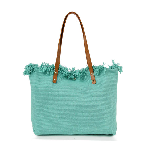 Canvas Frayed Tote Handbag